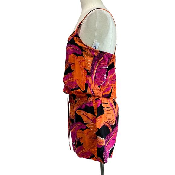 Old Navy NWT Banana Leaf Romper Black Pink & Orange Print Size M - Picture 5 of 10
